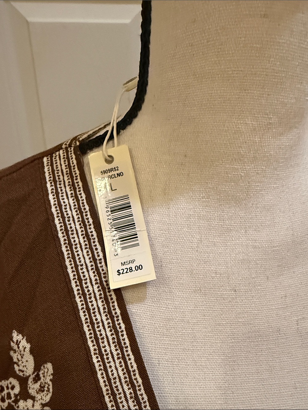 Brown Maxi Dress with Ivory Floral Embroidery - Picture 2 of 3